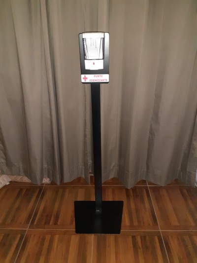 PIANTANA IN METALLO VERNICIATO COMPLETA DI DISPENSER AUTOMATICO DA 700 ML PER SAPONE LIQUIDO E GEL IGIENIZZANTE HIDA00 (COPY)