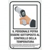 Cartello alluminio 20X30cm "CONTROLLO TEMPERATURA DEL PERSONALE"-90431-35348