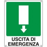 Cartelli segnaletici salvataggio - uscita di emergenza (in basso) - 250x310 mm 