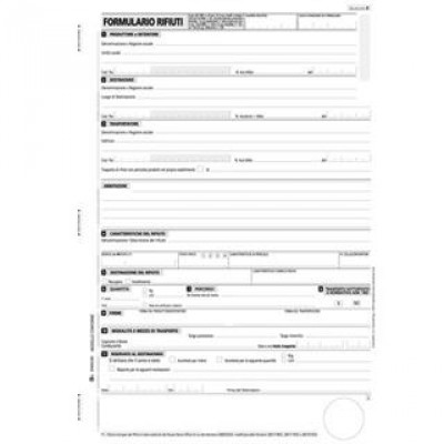 Blocco formulario identificazione rifiuti Semper Multiservice - Carta chimica 4 parti -215x297 mm-